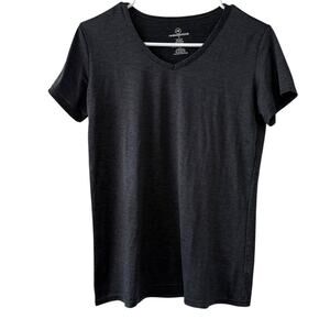 Real Essentials Black V-Neck Activewear Tee – Size Small